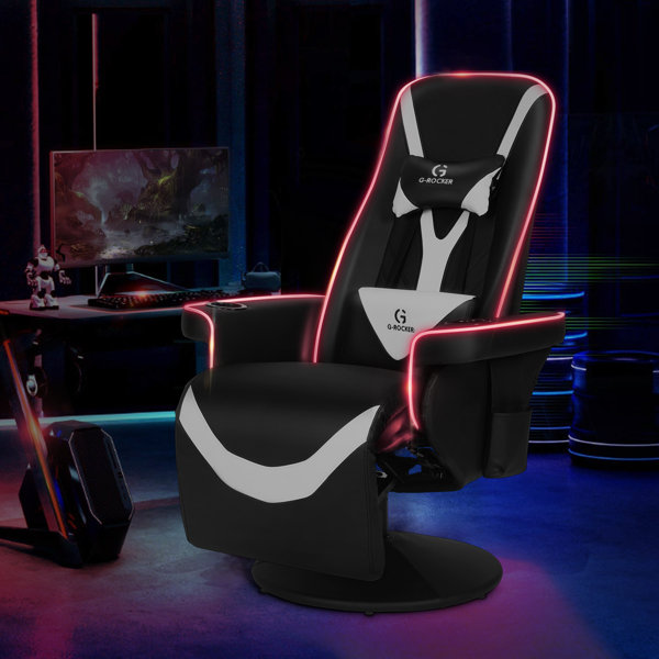 Modern Depo Video Gaming Chair With Rgb Led Lights, High Back Ergonomic Swivel Reclining Chair